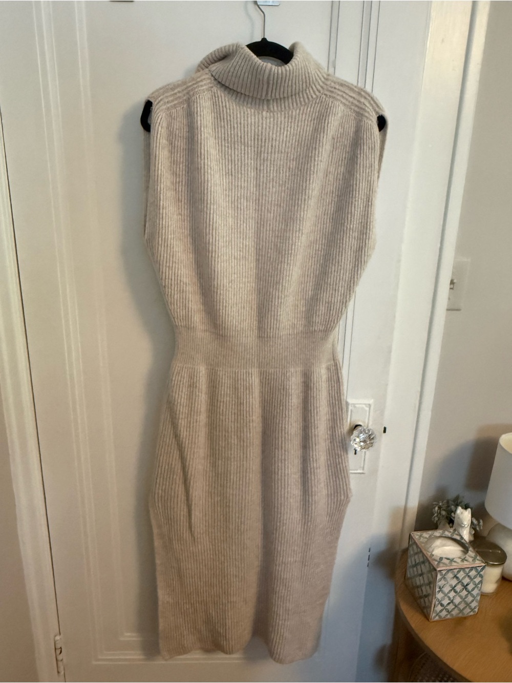 Splendid Blush Cream Knit Sleeveless Turtleneck Midi Dress - Picture 13 of 15
